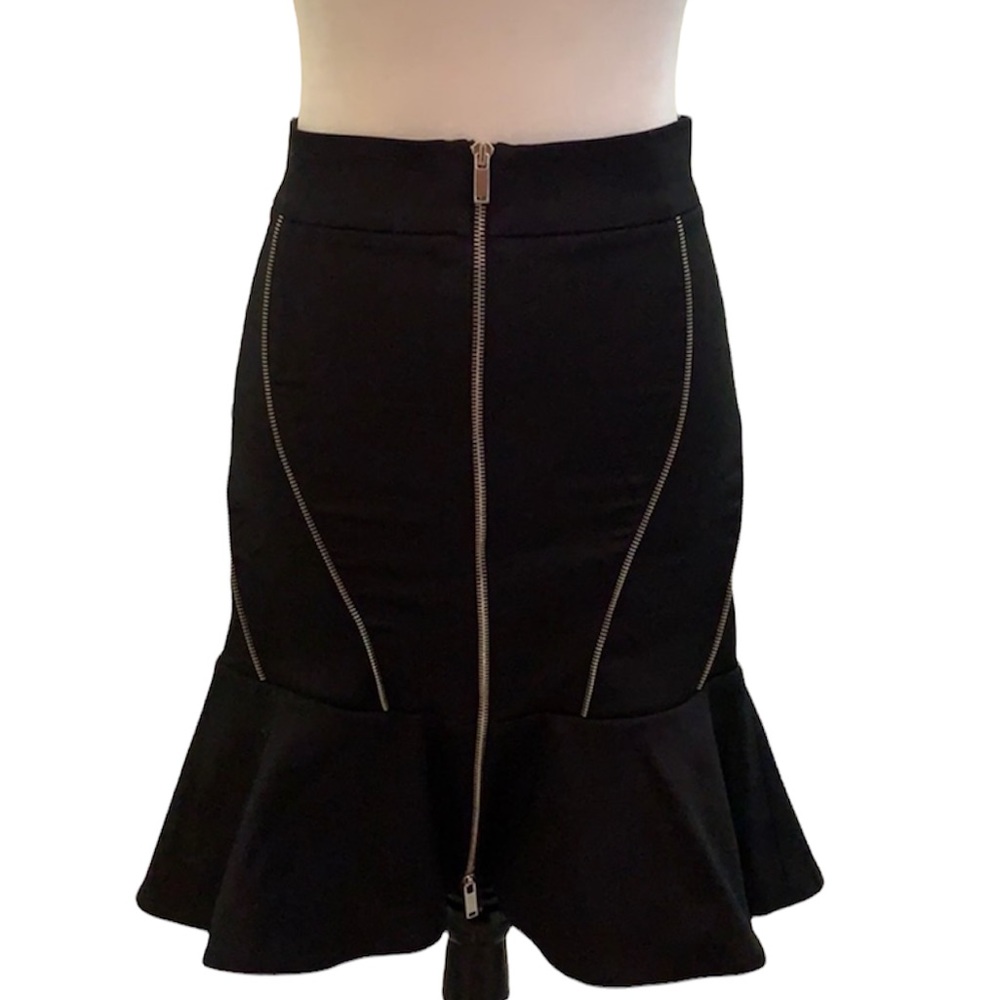 Zara zip up stylish mermaid fit flare skirt black classic essentials
